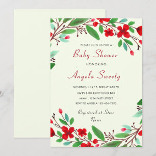 Watercolor Blumen Baby Shower Einladung