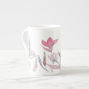 Watercolor-Blumen Bone China Tasse – Elegante Flor