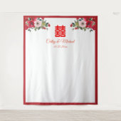 Watercolor Blumen Chinesische Hochzeit Foto Hinter Wandteppich (Vorderseite)