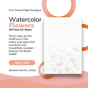 Watercolor Blumen Design 3M Post-it® Notizen