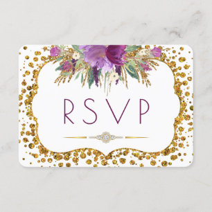 Watercolor-Blumen-GoldGlitzerConfetti UAWG RSVP Karte