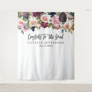 Watercolor Blumen-Graduierte gratulieren modernen Wandteppich