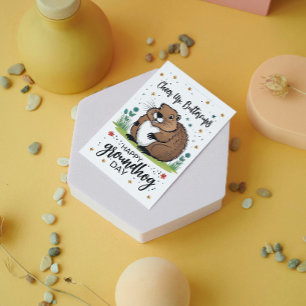 Watercolor Blumen Groundhog Day Niedlich Phil Feiertagskarte