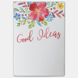 Watercolor-Blumen-gute Ideen Post-it Klebezettel