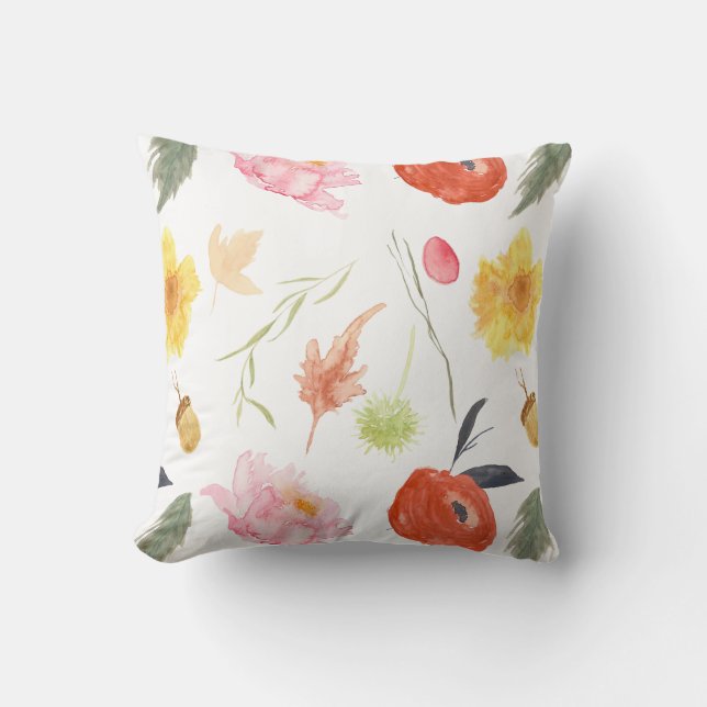 Watercolor-Blumen Kissen (Vorderseite)