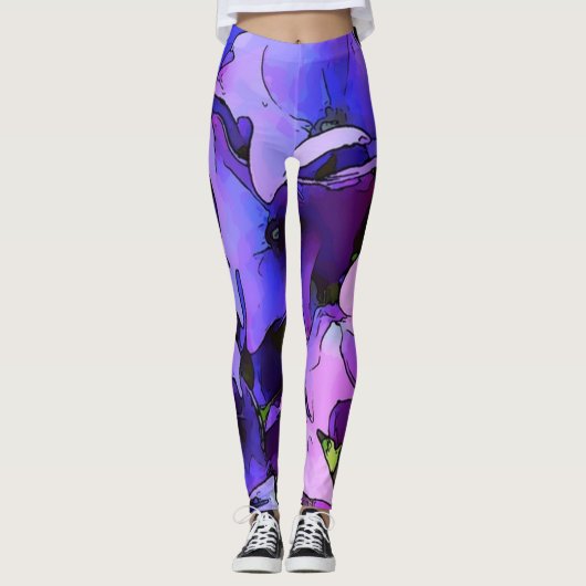 Watercolor-Blumen-kundenspezifische dekorative Leggings (Vorderseite)