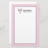 Watercolor-Blumen-Rotwild | addieren Ihren Namen Briefpapier (Vorne/Hinten)