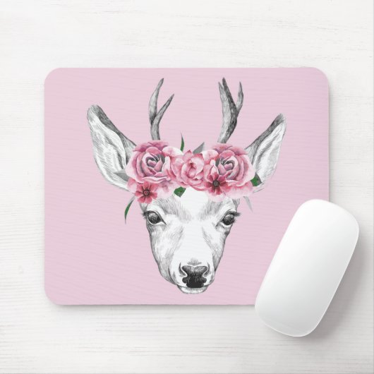Watercolor-Blumen-Rotwild Mousepad (Mit Mouse)