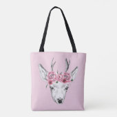 Watercolor-Blumen-Rotwild Tasche (Rückseite)