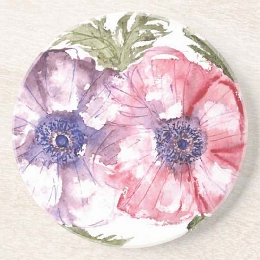 Watercolor-Blumen Sandstein Untersetzer (Vorne)