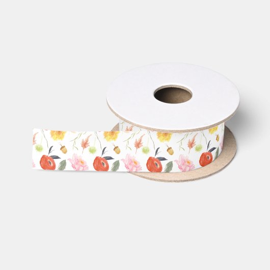Watercolor-Blumen Satinband (Spule)