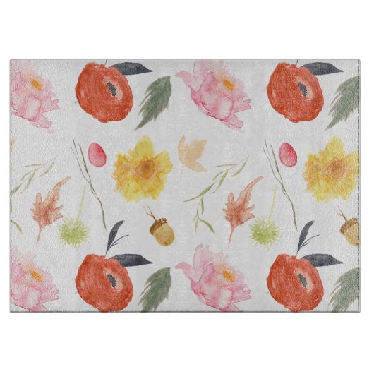 Watercolor-Blumen Schneidebrett (Vorderseite)