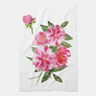 Watercolor-Blumen-Teetuch in den rosa Handtuch