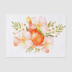 Watercolor-Blumen u. Persimone-Frucht-Blumenstrauß Seidenpapier
