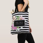 Watercolor-Blumen u. Streifen Tasche (Von Nahem)