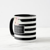 Watercolor-Blumen u. Streifen Tasse (Vorderseite Links)