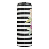 Watercolor-Blumen u. Streifen Thermosbecher (Rückseite)