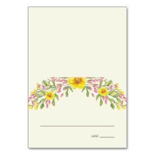 Watercolor-Blumen Wedding Eskorte-Platzkarte Tischnummer
