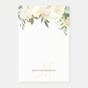 Watercolor-Blumenblumenstrauß-Rosa-beige Post-it Klebezettel