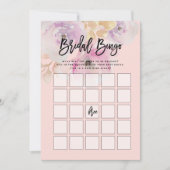 Watercolor-BlumenBrautparty-Bingo-Spiel Einladung (Vorderseite)