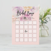 Watercolor-BlumenBrautparty-Bingo-Spiel Einladung (Stehend Vorderseite)
