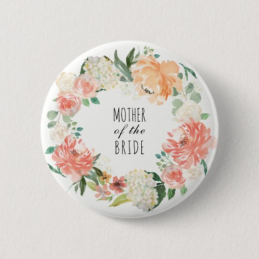 Watercolor-BlumenBrautparty Button (Vorderseite)