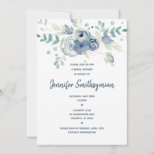 Watercolor-BlumenBrautparty Einladung (Vorderseite)