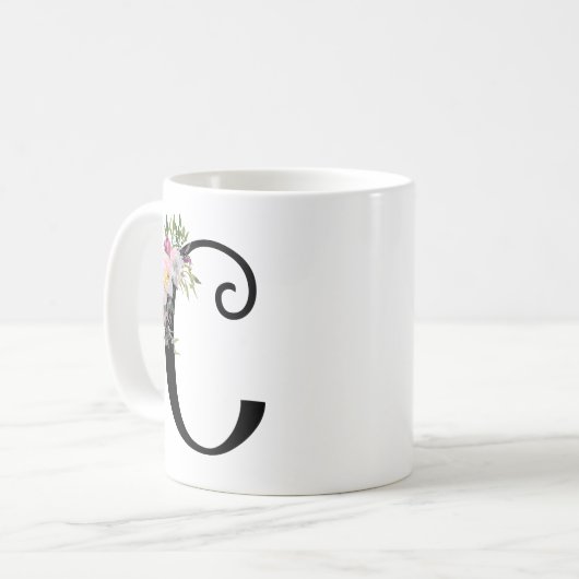 Watercolor-Blumenbuchstabe C, Kaffeetasse (Vorderseite Links)