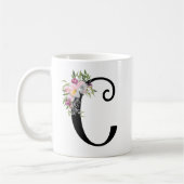 Watercolor-Blumenbuchstabe C, Kaffeetasse (Links)
