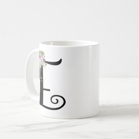 Watercolor-Blumenbuchstabe E, Kaffeetasse (Vorderseite Links)