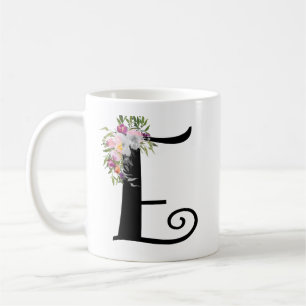 Watercolor-Blumenbuchstabe E, Kaffeetasse