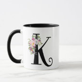 Watercolor-Blumenbuchstabe K, Tasse (Links)
