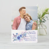 Watercolor-BlumenFoto-Einladung Einladung (Stehend Vorderseite)