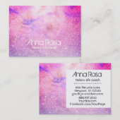 *~* Watercolor-BlumenGlitzer-blaues rosa Lila Visitenkarte (Vorne/Hinten)