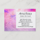 *~* Watercolor-BlumenGlitzer-blaues rosa Lila Visitenkarte (Rückseite)