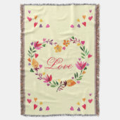 Watercolor-Blumenherzwreath-Liebe Decke (Vorderseite Vertikal)