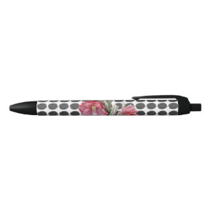 Watercolor-Blumenkaktus auf Schwarz-weißen Kugelschreiber