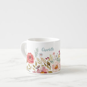 Watercolor-Blumenkundenspezifische Espresso-Tasse Espressotasse