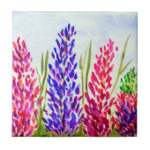 Watercolor-Blumenkunstlupine-Wildblumen lila Fliese (Vorderseite)
