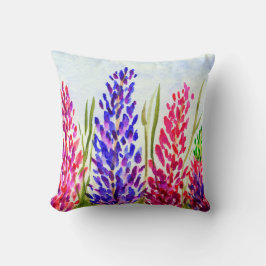 Watercolor-Blumenkunstlupine-Wildblumen lila Kissen