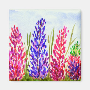 Watercolor-Blumenkunstlupine-Wildblumen lila Magnet