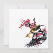 Watercolor-BlumenLiebe-Vogel-Chinese XI Wedding Einladung (Rückseite)