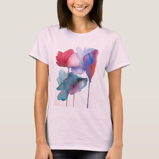Watercolor-Blumenmoderner Blumenkunstentwurf T-Shirt (Vorderseite)