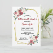 Watercolor-Blumenruhestands-Party-rotes Sahnegold Einladung (Stehend Vorderseite)