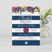 Watercolor-Blumenseestreifen-Brautparty Einladung (Stehend Vorderseite)