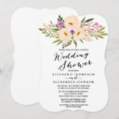 Watercolor-Blumenstrauß-Anemonen-Paar-Polterabend Einladung (Vorne/Hinten)