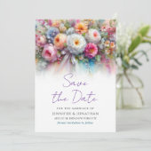 Watercolor Blumige Handschrift Save The Date (Stehend Vorderseite)