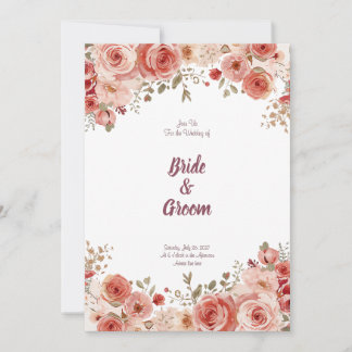 Watercolor Blush Dusty Rose Peony Floral Garland Einladung