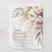 Watercolor Blush & Ivory Floral Wedding Invitation Einladung (Vorderseite)