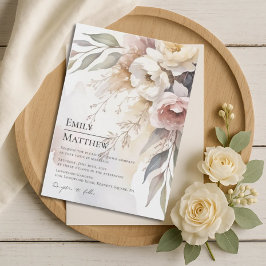 Watercolor Blush & Ivory Floral Wedding Invitation Einladung